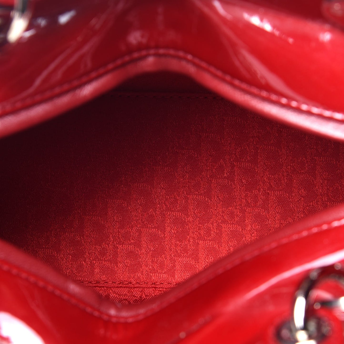 Patent Cannage Medium Lady Dior Red