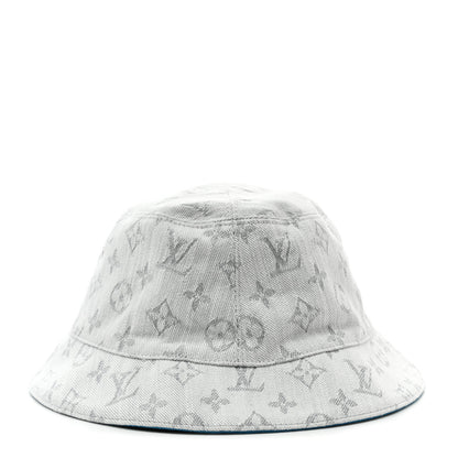 Louis Vuitton Monogram Denim Transformable Bob Bucket Hat 60 White Blue 4 of 14