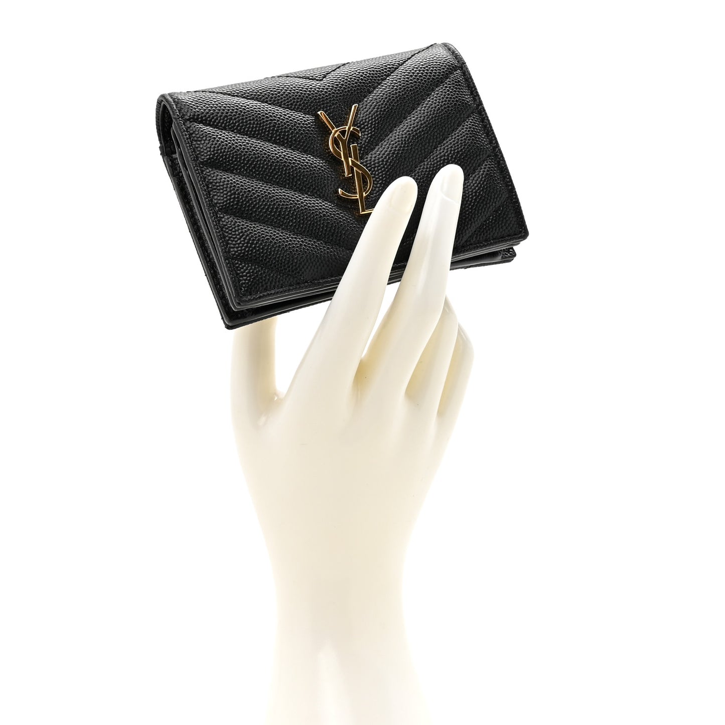 Grain De Poudre Matelasse Chevron Monogram Flap Card Case Black