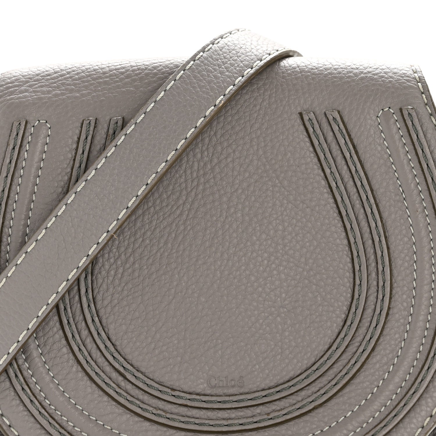 Chloe Calfskin Mini Marcie Round Crossbody Bag Cashmere Grey 8 of 14