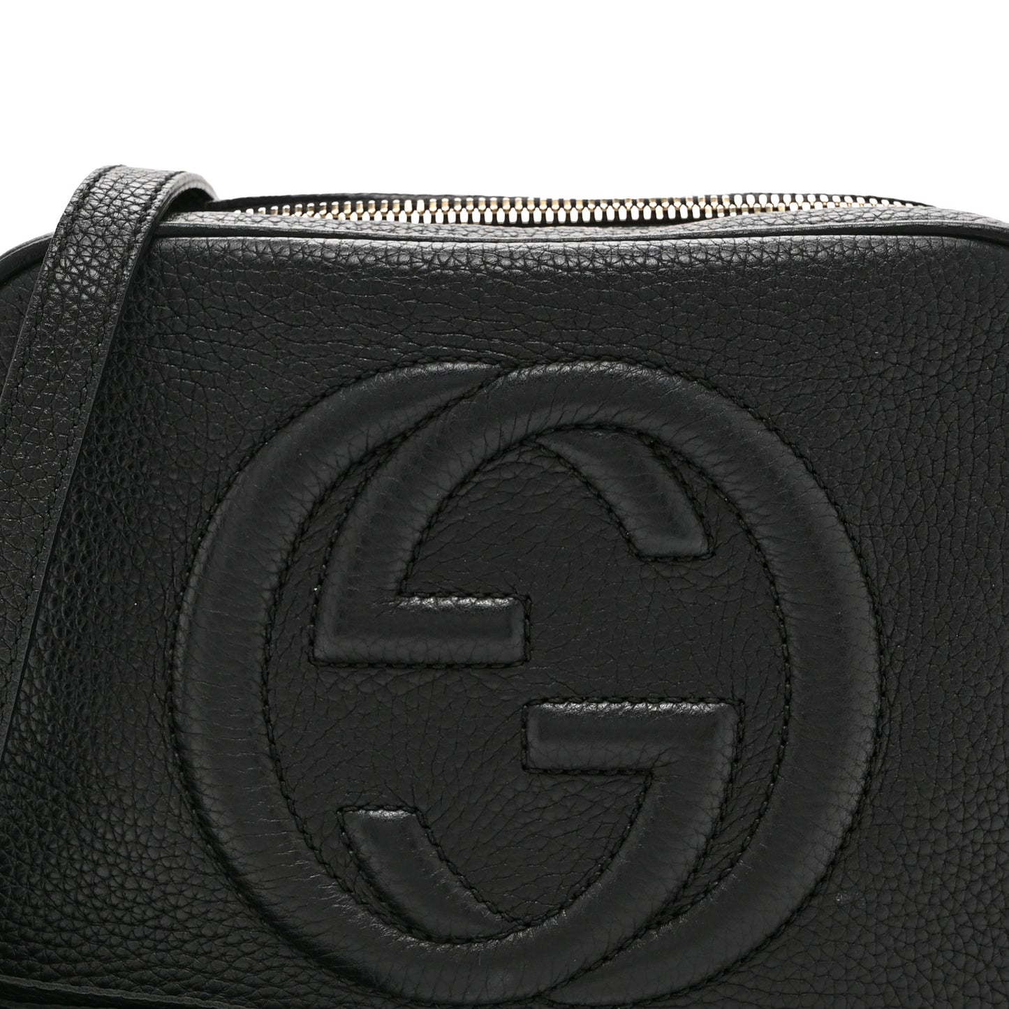 Pebbled Calfskin Small Soho Disco Bag Black