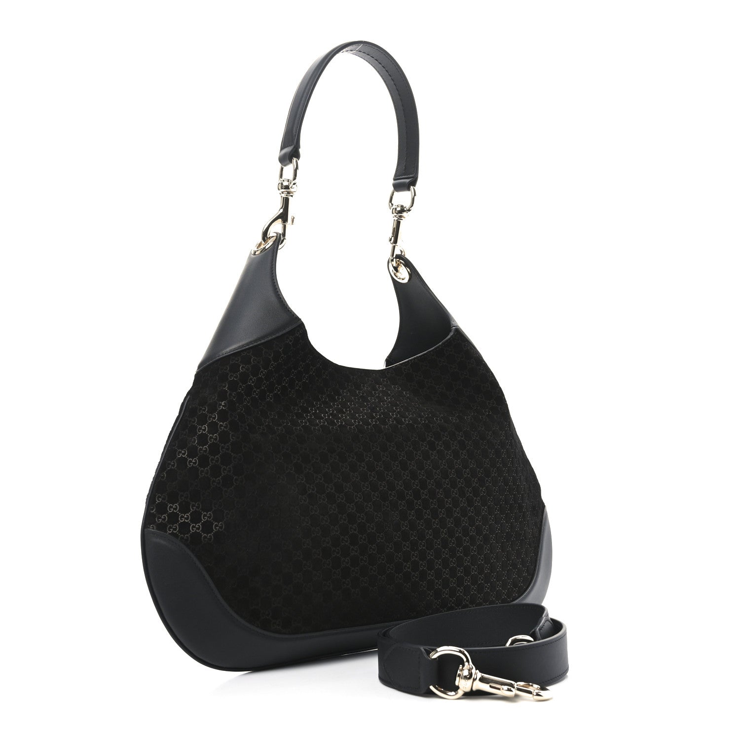 Gucci Suede Micro GG Calfskin B Medium Shoulder Bag Arabella Black 3 of 10