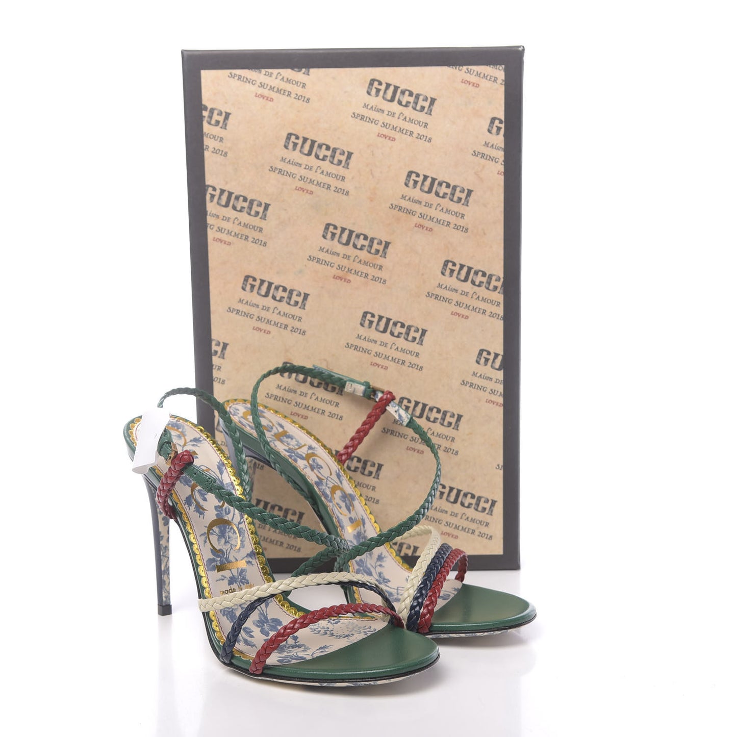 Malaga Kid Braided Haines High Heel Sandals 37.5 Emerald
