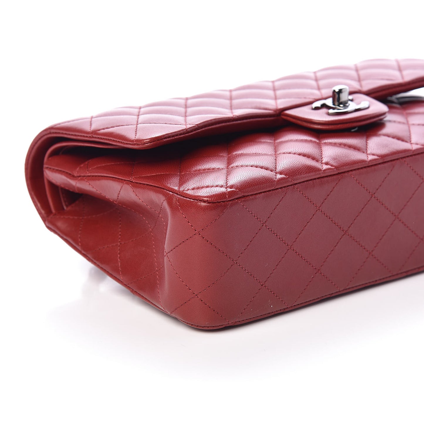 Lambskin Quilted Medium Double Flap Red