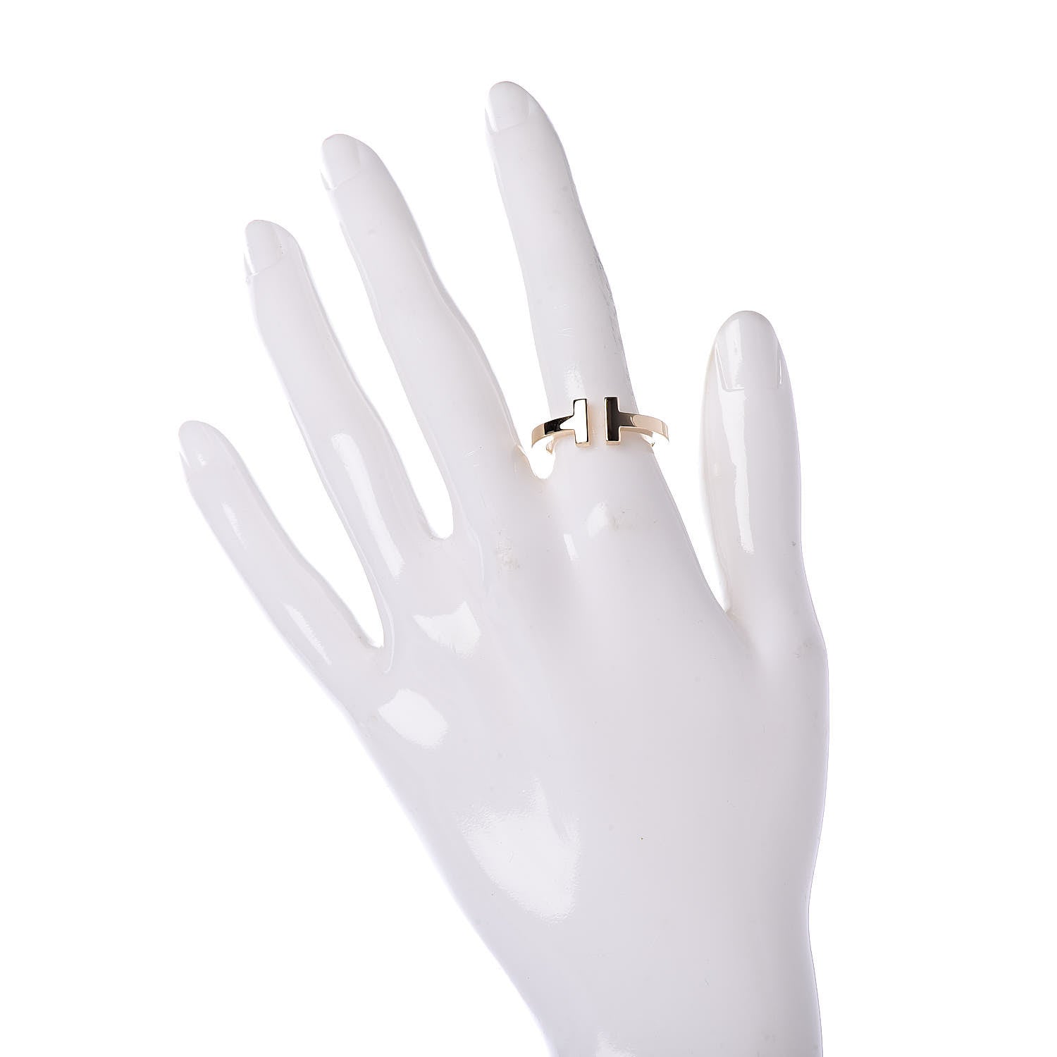Tiffany 18K Yellow Gold T Square Ring 54 7 2 of 4