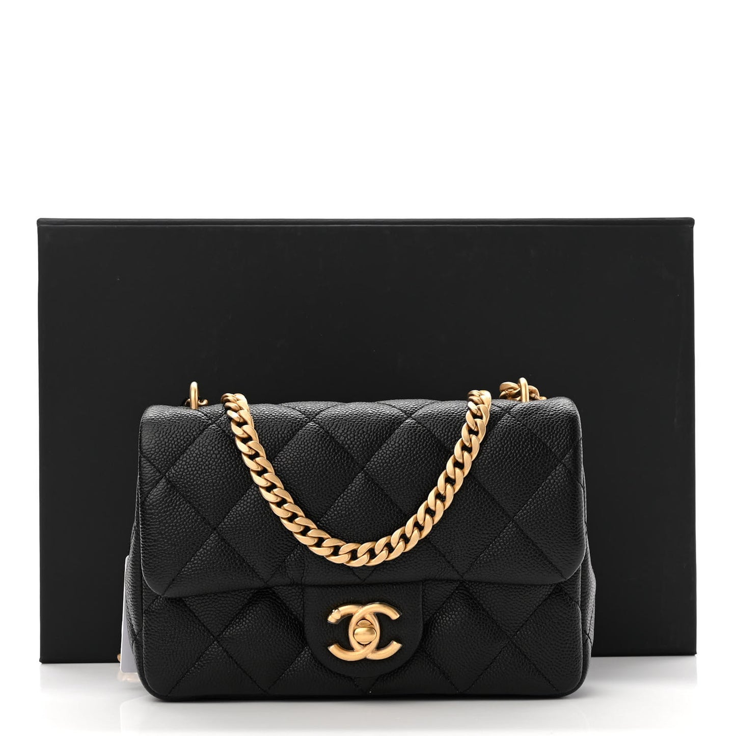 Caviar Quilted Mini Sweetheart Rectangular Flap Black