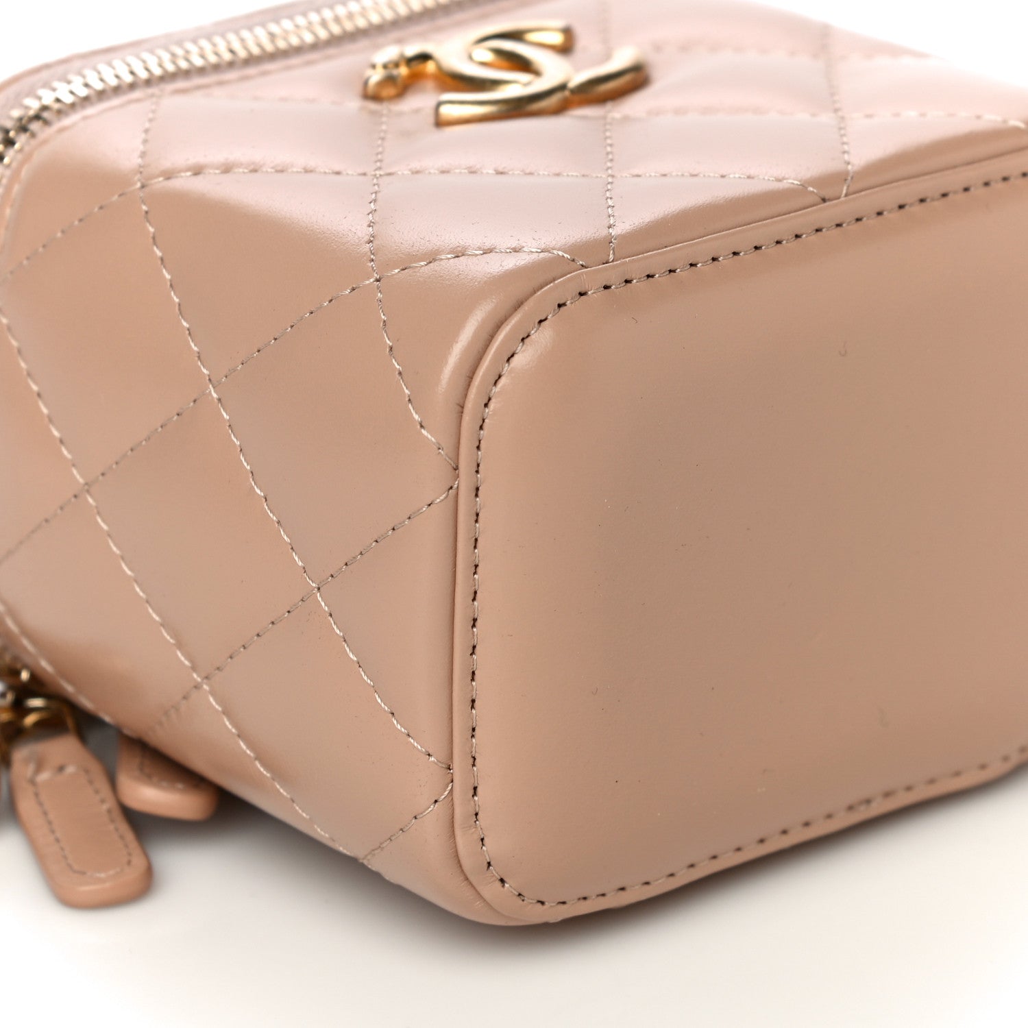 Chanel Calfskin Quilted Mini Perfect Fit Vanity Case With Chain Beige 9 of 14