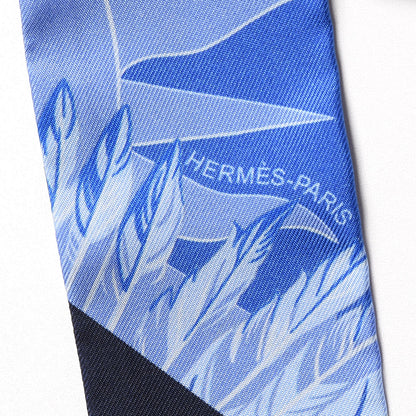 Hermes Silk Cheval Phoenix Twilly Marine Ciel Cobalt 6 of 6