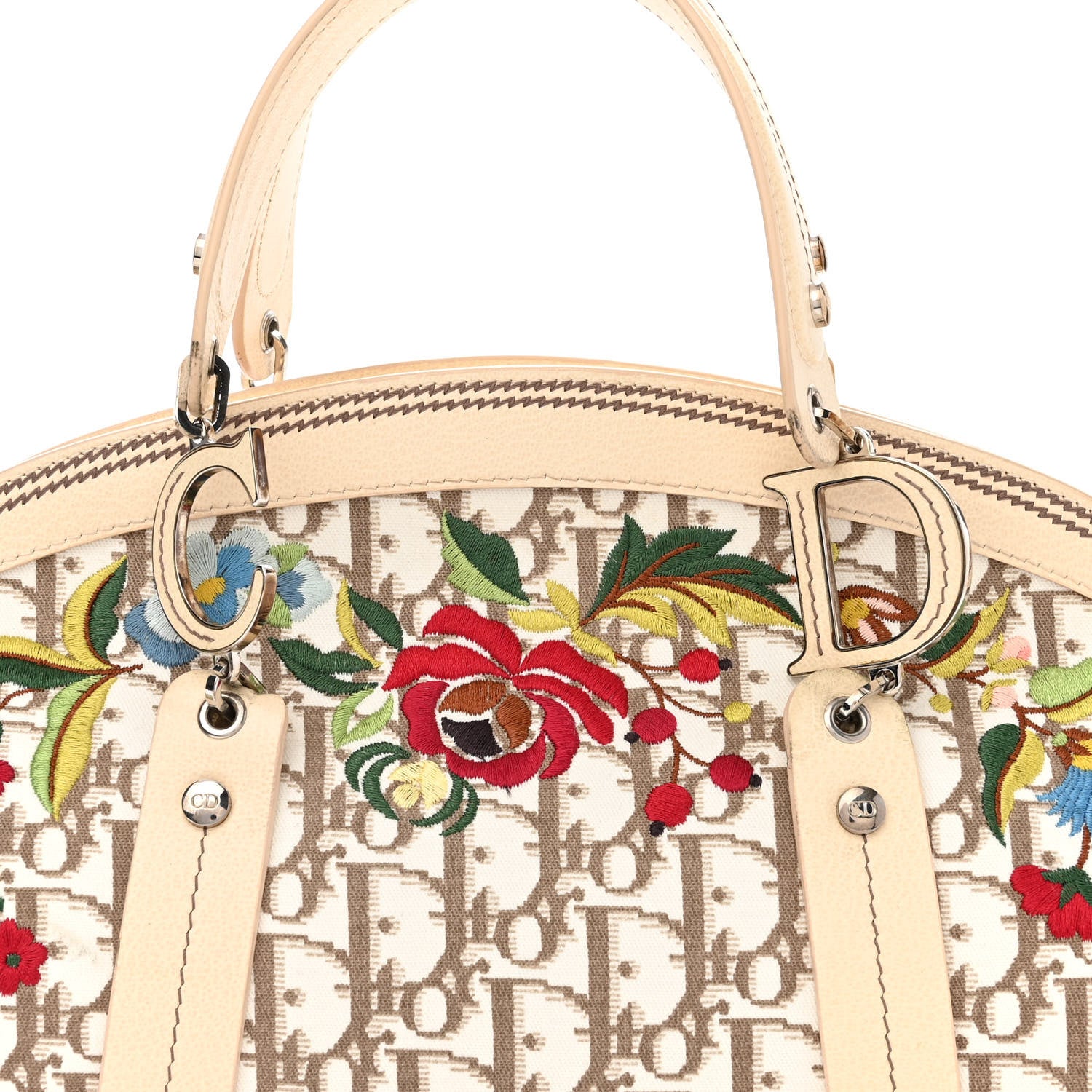Christian Dior Monogram Vintage Flowers Bowler Beige 8 of 14