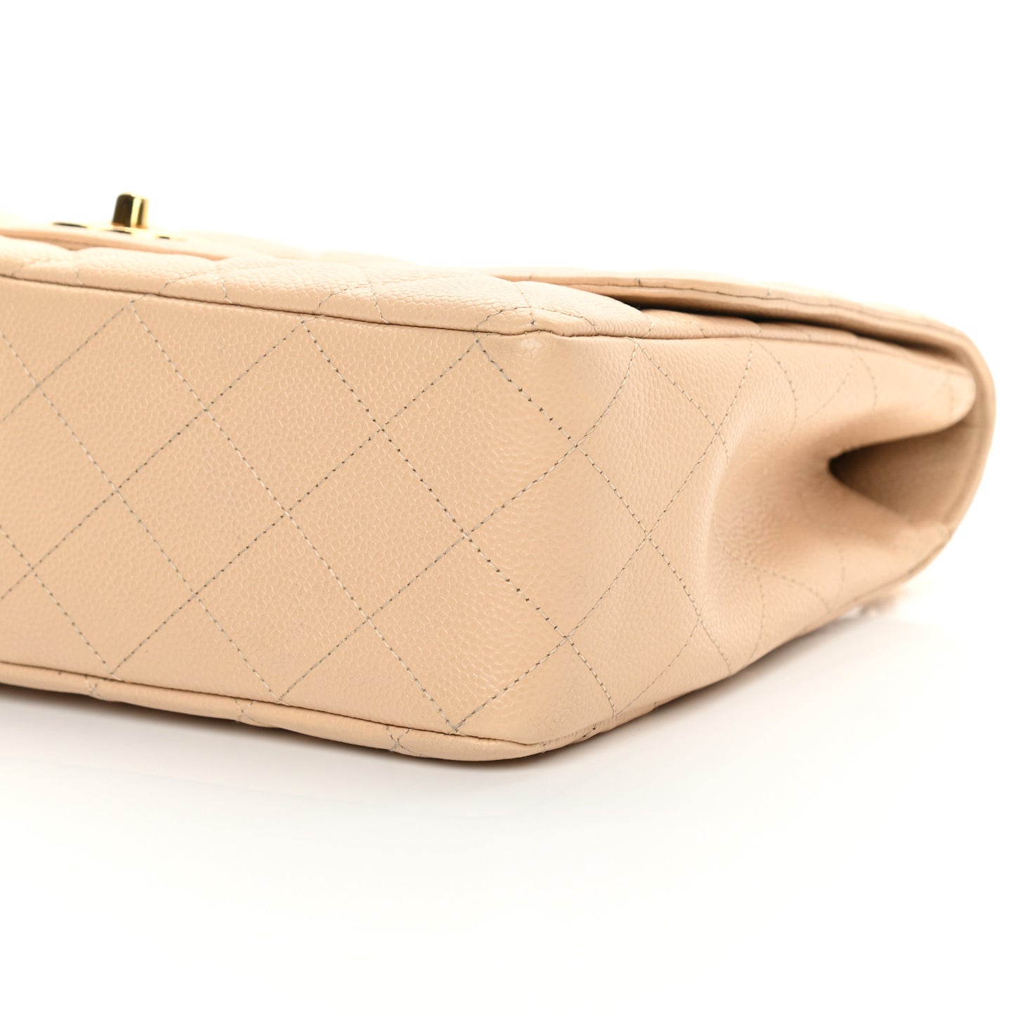Caviar Quilted Jumbo Single Flap Beige