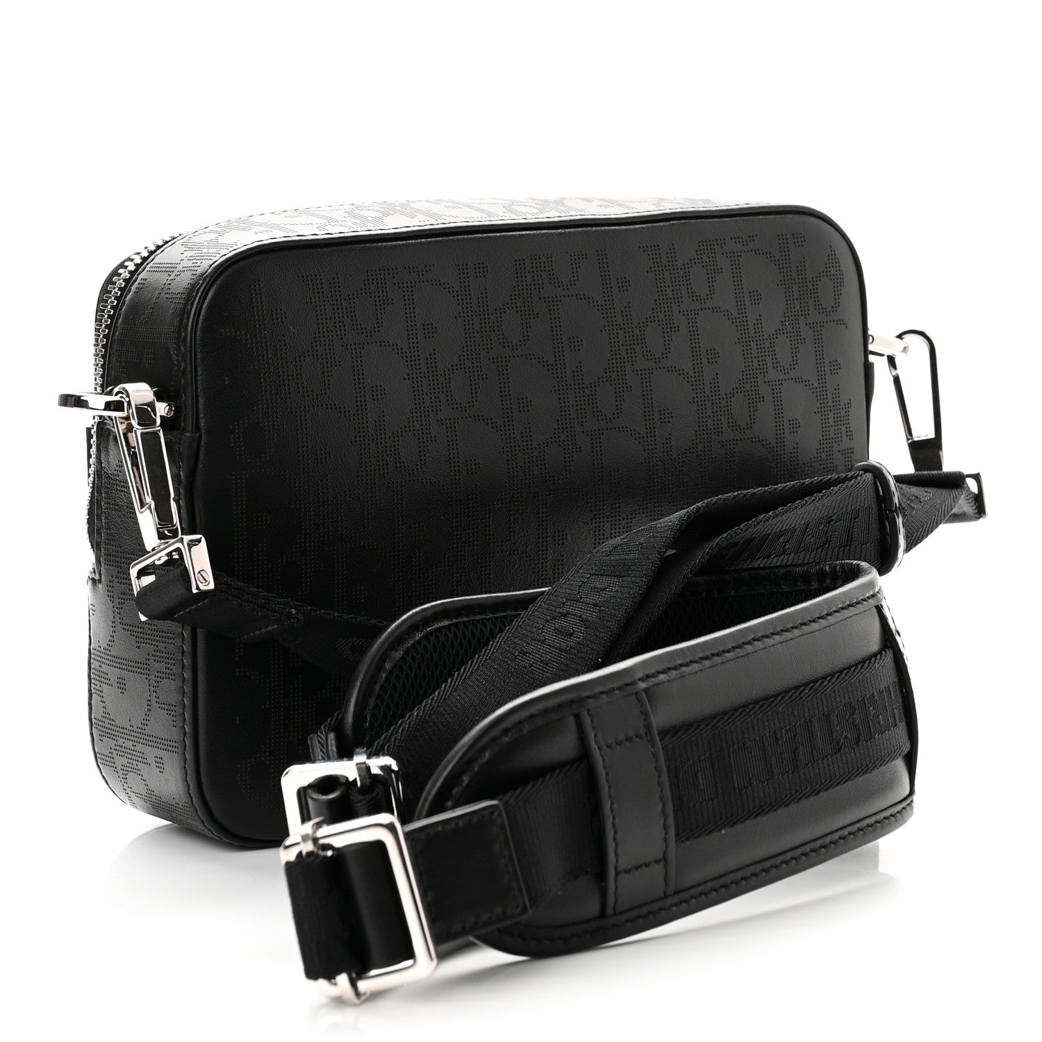 Christian Dior Calfskin Perforated Oblique Galaxy Safari Messenger Bag Black 2 of 8