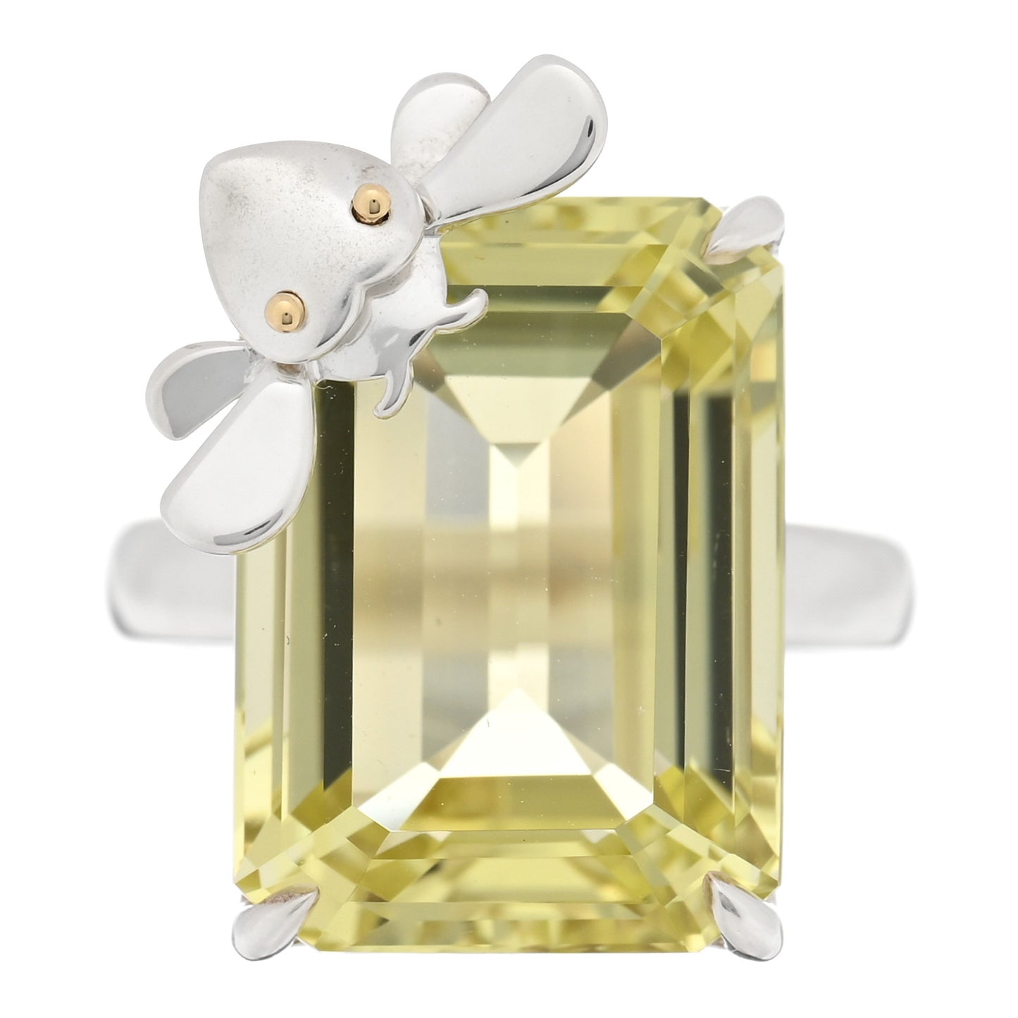 Sterling Silver 18K Yellow Gold Yellow Quartz Return to Tiffany Love Bugs Bee Ring 51 5.75