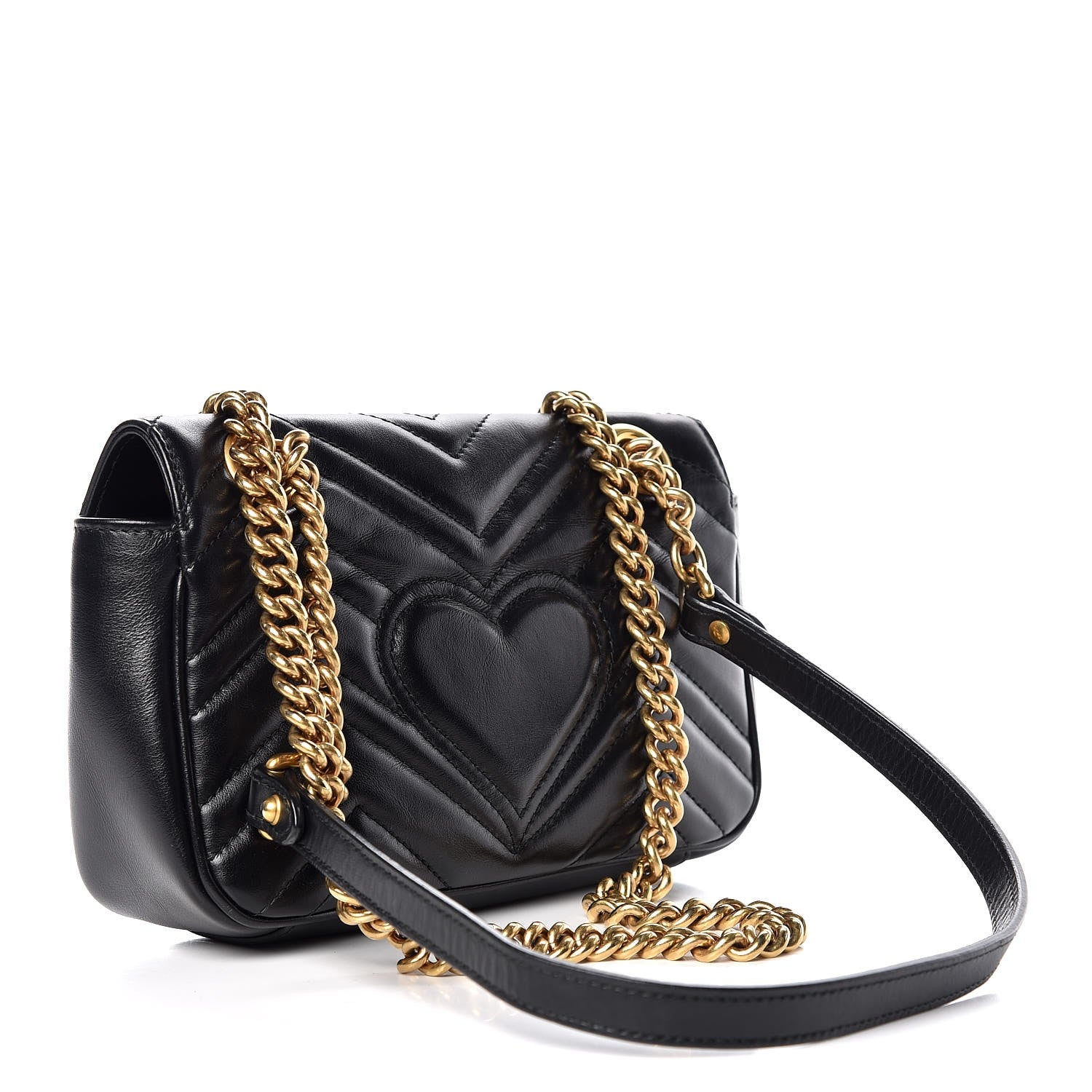 Gucci Calfskin Matelasse Mini GG Marmont Shoulder Bag Black 2 of 6