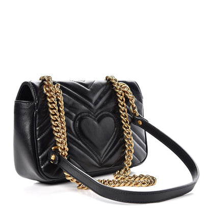 Gucci Calfskin Matelasse Mini GG Marmont Shoulder Bag Black 3 of 13