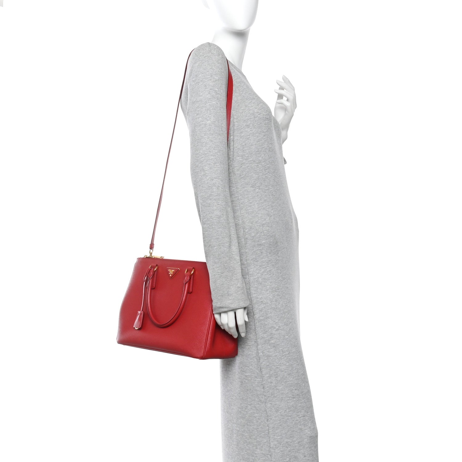 Prada Saffiano Lux Large Galleria Double Zip Tote Fuoco 2 of 14