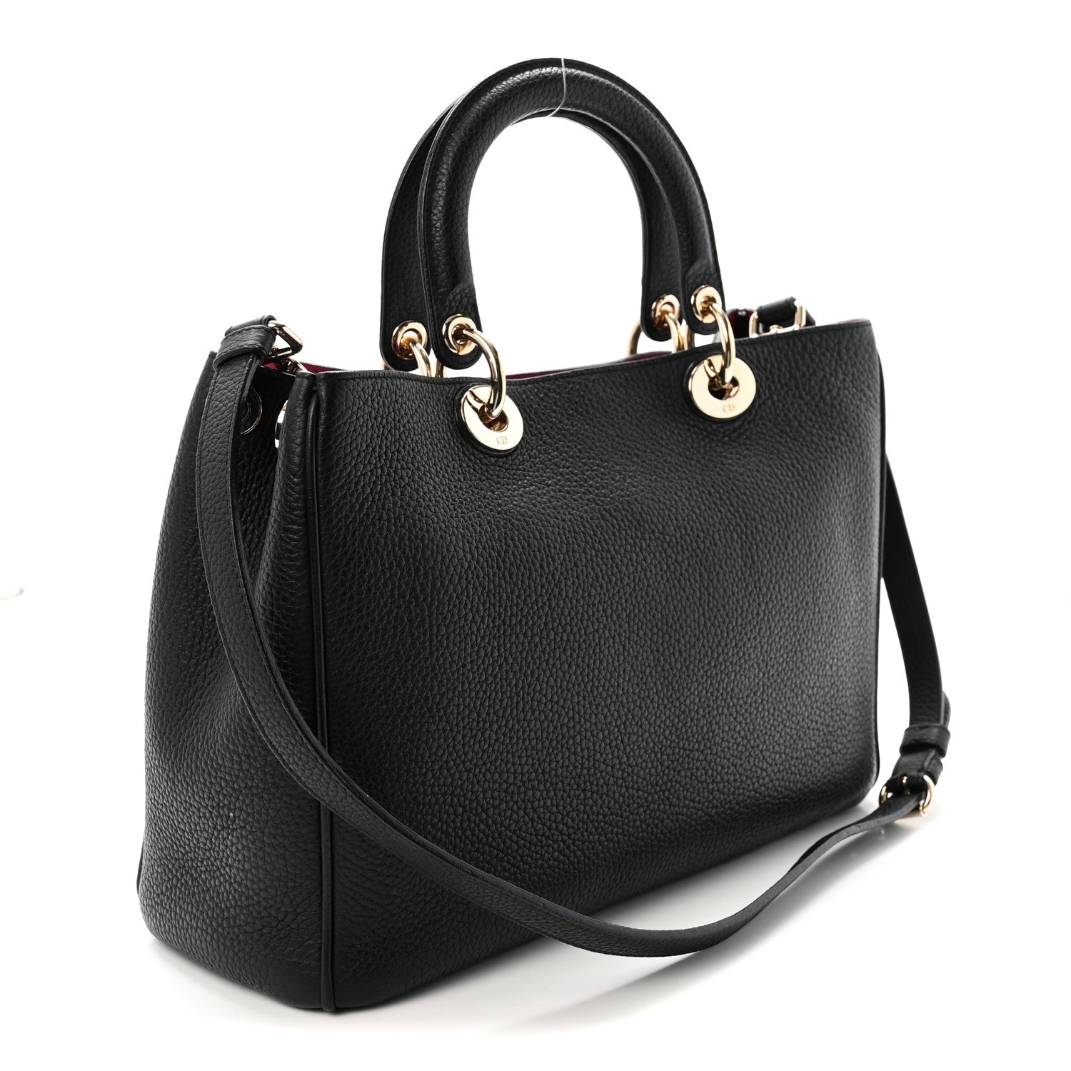 Christian Dior Bullcalf Medium Diorissimo Tote Black Rose Indien 4 of 11