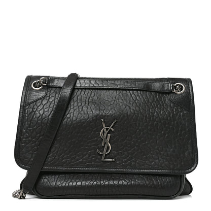Saint Laurent Grained Lambskin Monogram Large Niki Chain Satchel Black 1 of 9