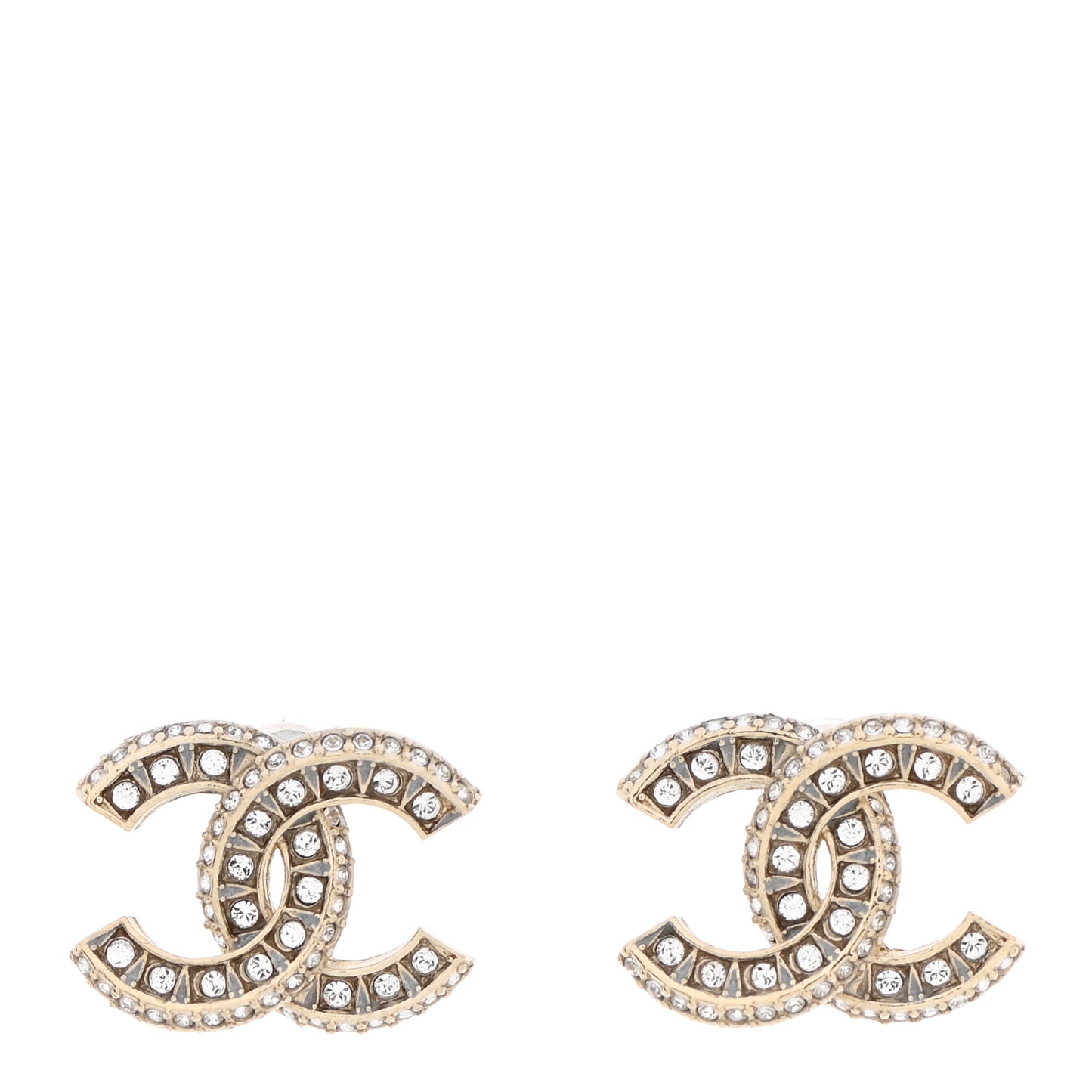 Crystal Timeless CC Earrings Light Gold