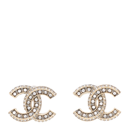 Chanel Crystal Timeless CC Earrings Light Gold 1 of 5