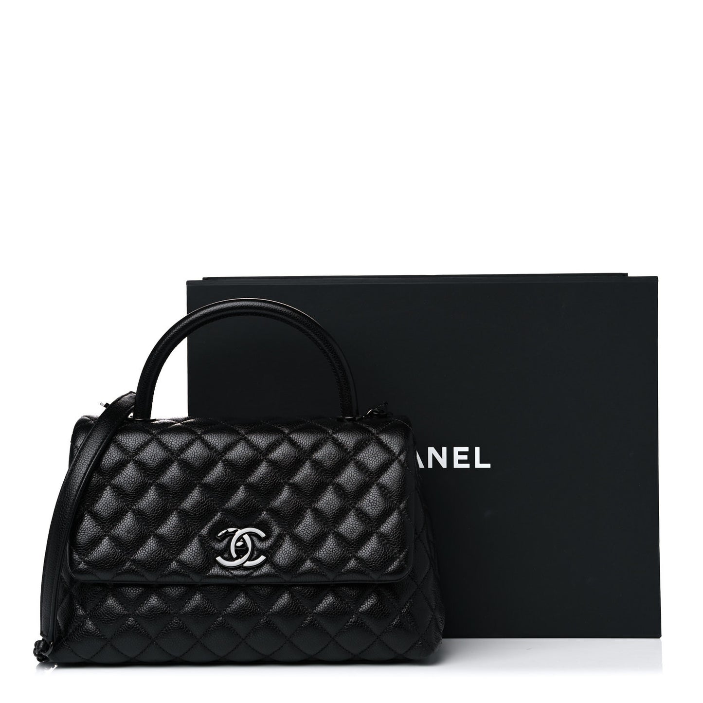 Caviar Quilted Small Coco Handle Flap So Black