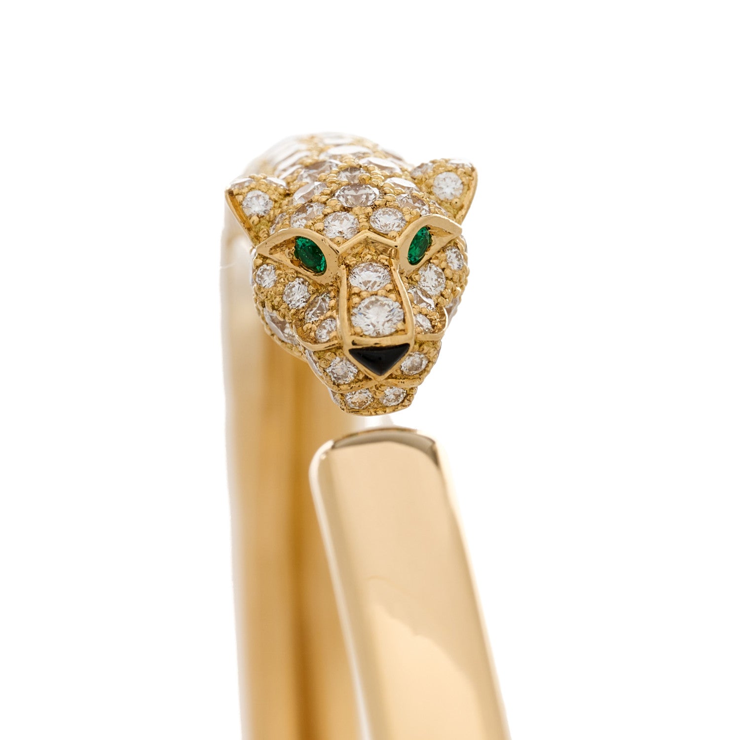 Cartier 18K Yellow Gold Diamond Emerald Black Onyx Panthere De