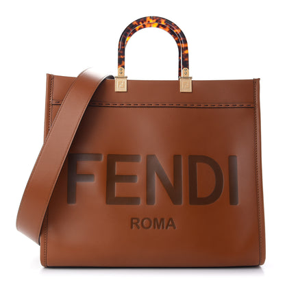 Fendi Vitello King Plexiglass Medium Fendi Sunshine Shopper Tote Cuoio 1 of 9