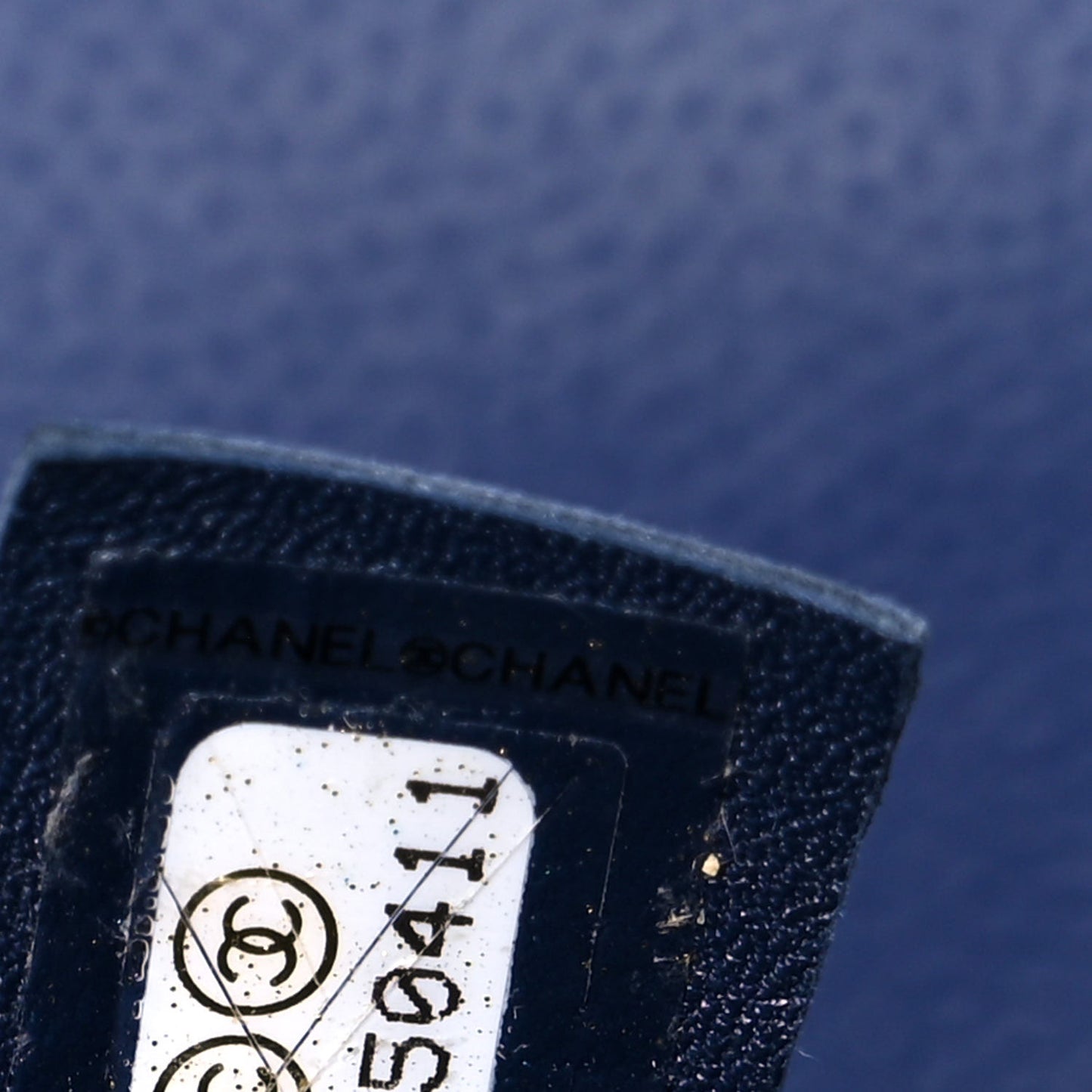 Grained Calfskin Stitched Flap Navy Blue