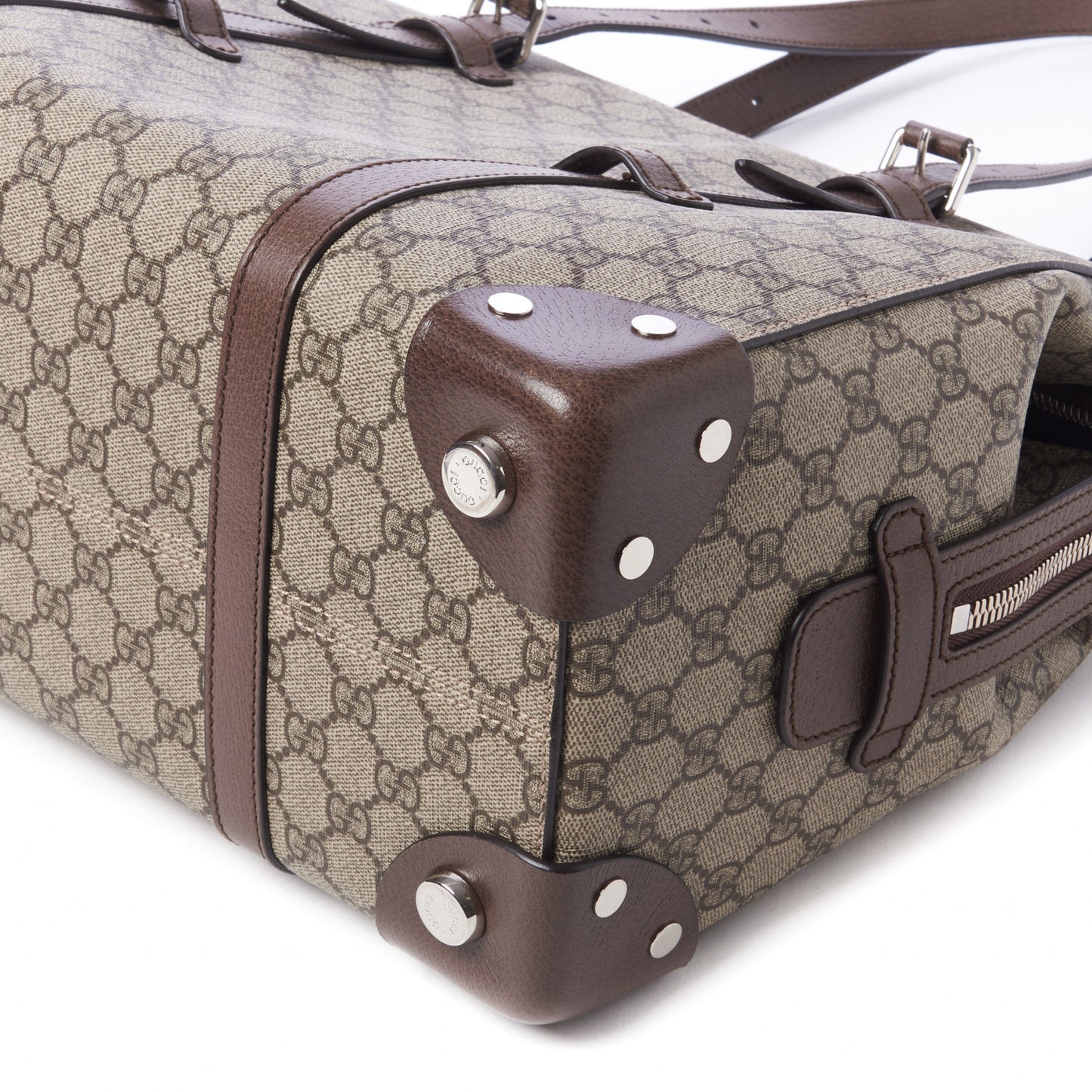 GG Supreme Monogram Textured Dollar Calfskin Medium Detail Tote Beige Ebony New Acero