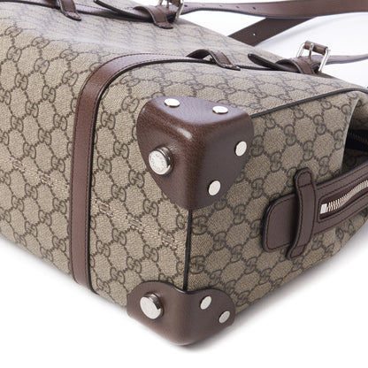 Gucci GG Supreme Monogram Textured Dollar Calfskin Medium Detail Tote Beige Ebony New Acero 4 of 8