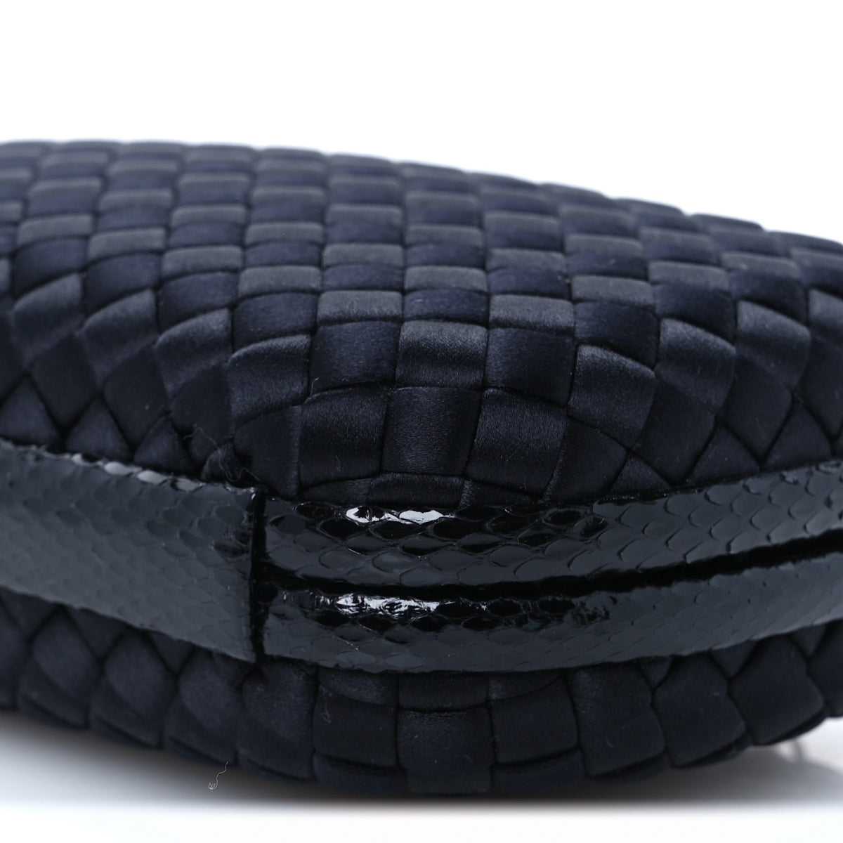 Bottega Veneta Satin Ayers Intrecciato Chain Knot Clutch Black 8 of 8