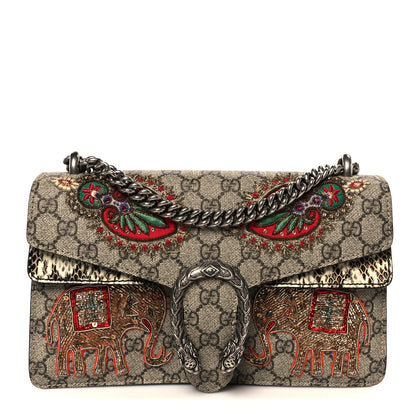 Gucci GG Supreme Monogram Elaphe Elephant Embroidered Small Dionysus Shoulder Bag 1 of 11
