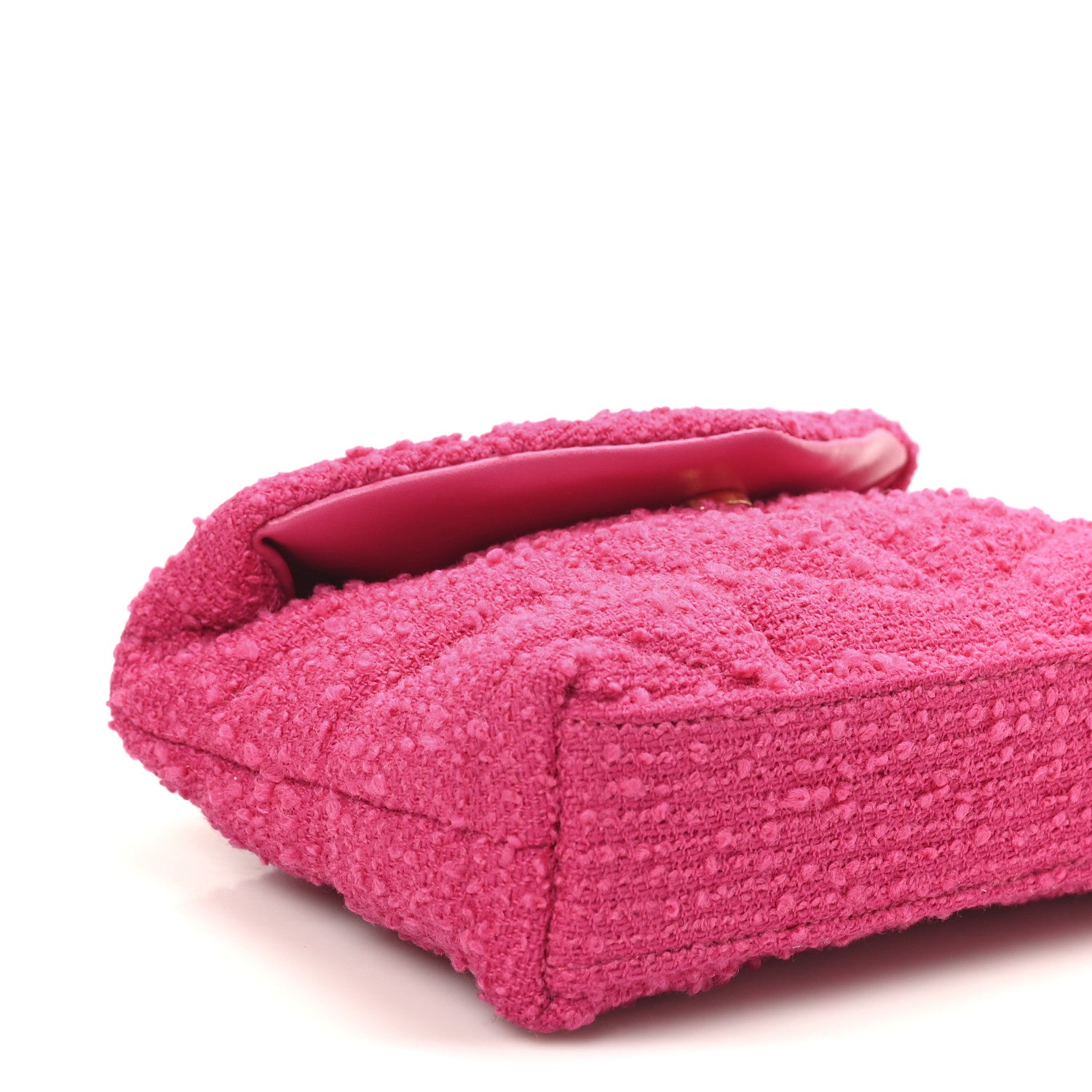 Saint Laurent Boucle Tweed Quilted Loulou Puffer Monogram Pouch Clutch Magenta 9 of 10