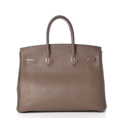 Hermes Taurillon Clemence Birkin 35 Etoupe 4 of 40