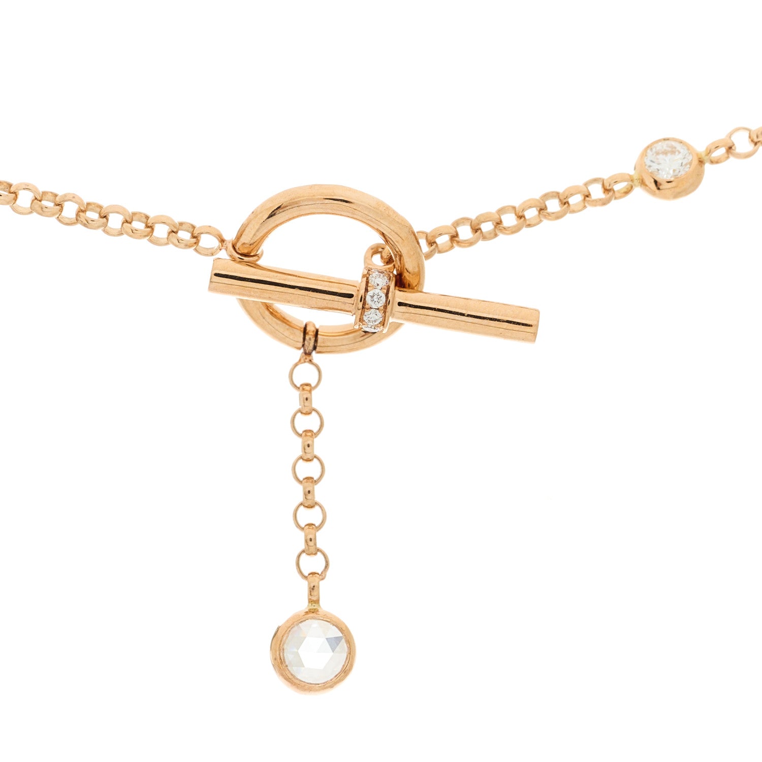 Hermes 18K Rose Gold Diamond Pink Opal Black Jade Chaine d'Ancre Chaos Necklace 5 of 5