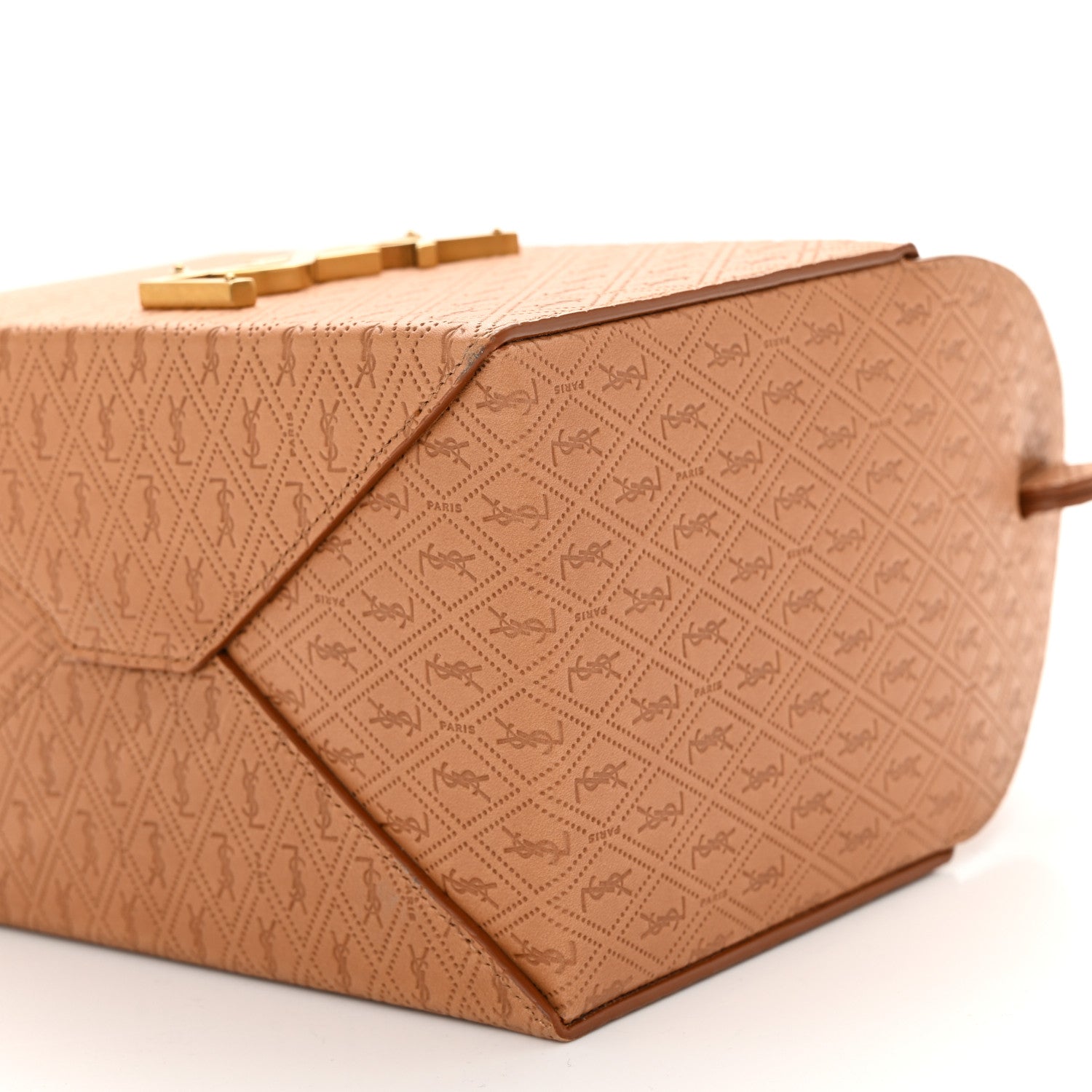 Saint Laurent Calfskin Monogram Take Away Box Dusty Vintage Brown Gold 11 of 12