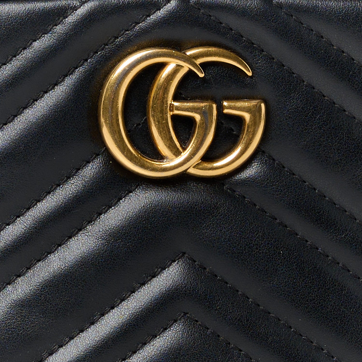 Gucci Calfskin Matelasse Mini GG Marmont Chain Shoulder Bag Black 9 of 11