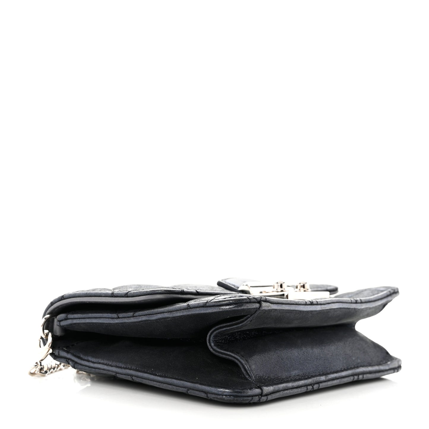 Metallic Calfskin Cannage Miss Dior Promenade Pouch Black