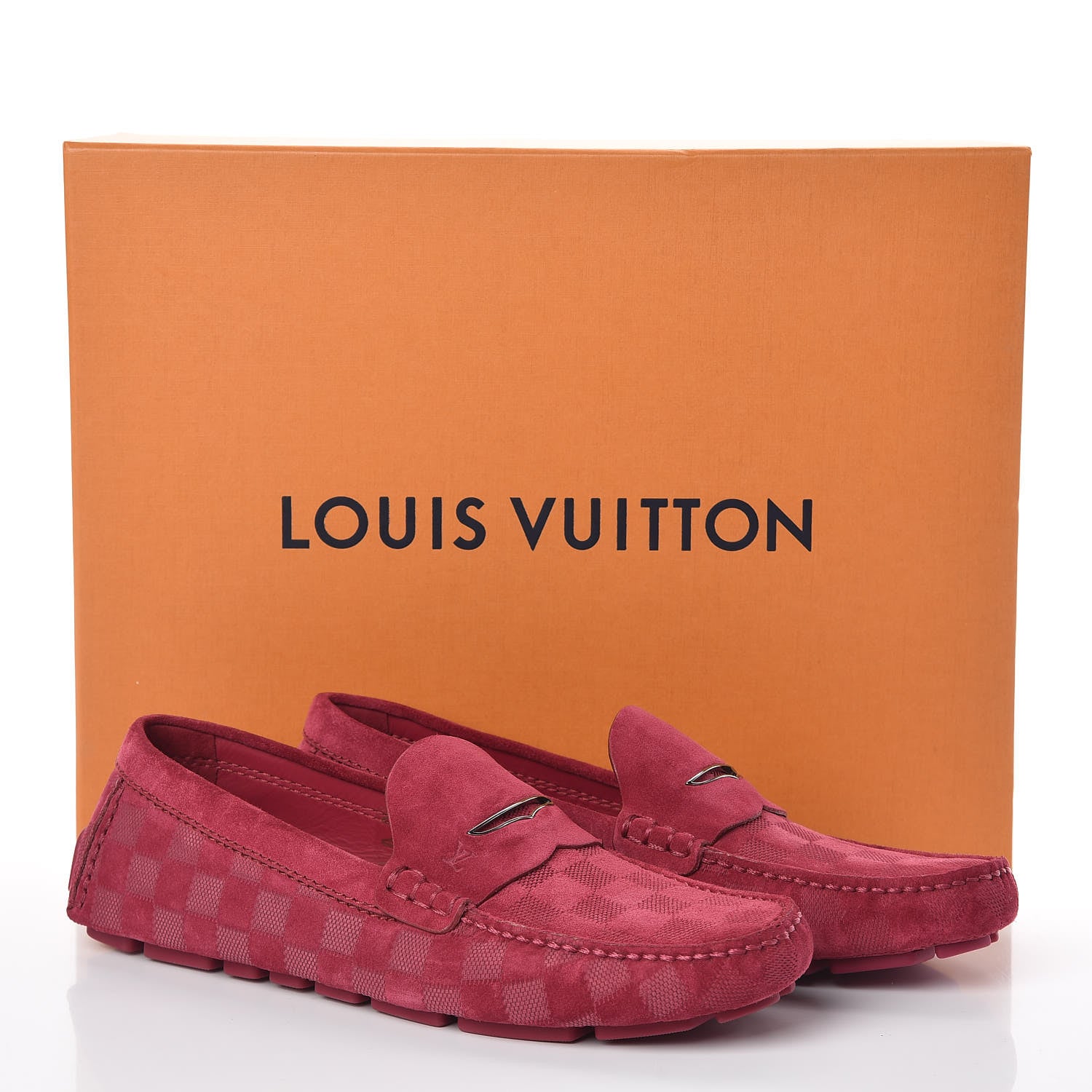 Louis Vuitton Damier Infini Mens Hockenheim Moccasin Loafers 6.5 Fuchsia 9 of 9