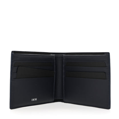Christian Dior Coated Canvas Calfskin CD Diamond Bifold Wallet Navy 6 of 9