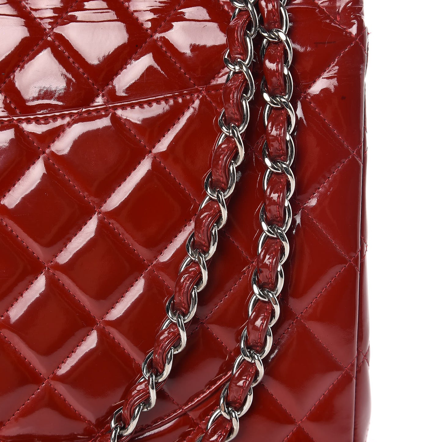 Patent Quilted Maxi Double Flap Red