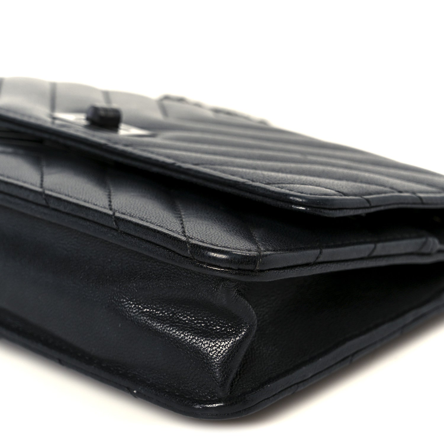 Chanel Sheepskin Chevron Reissue Wallet On Chain WOC So Black 11 of 12