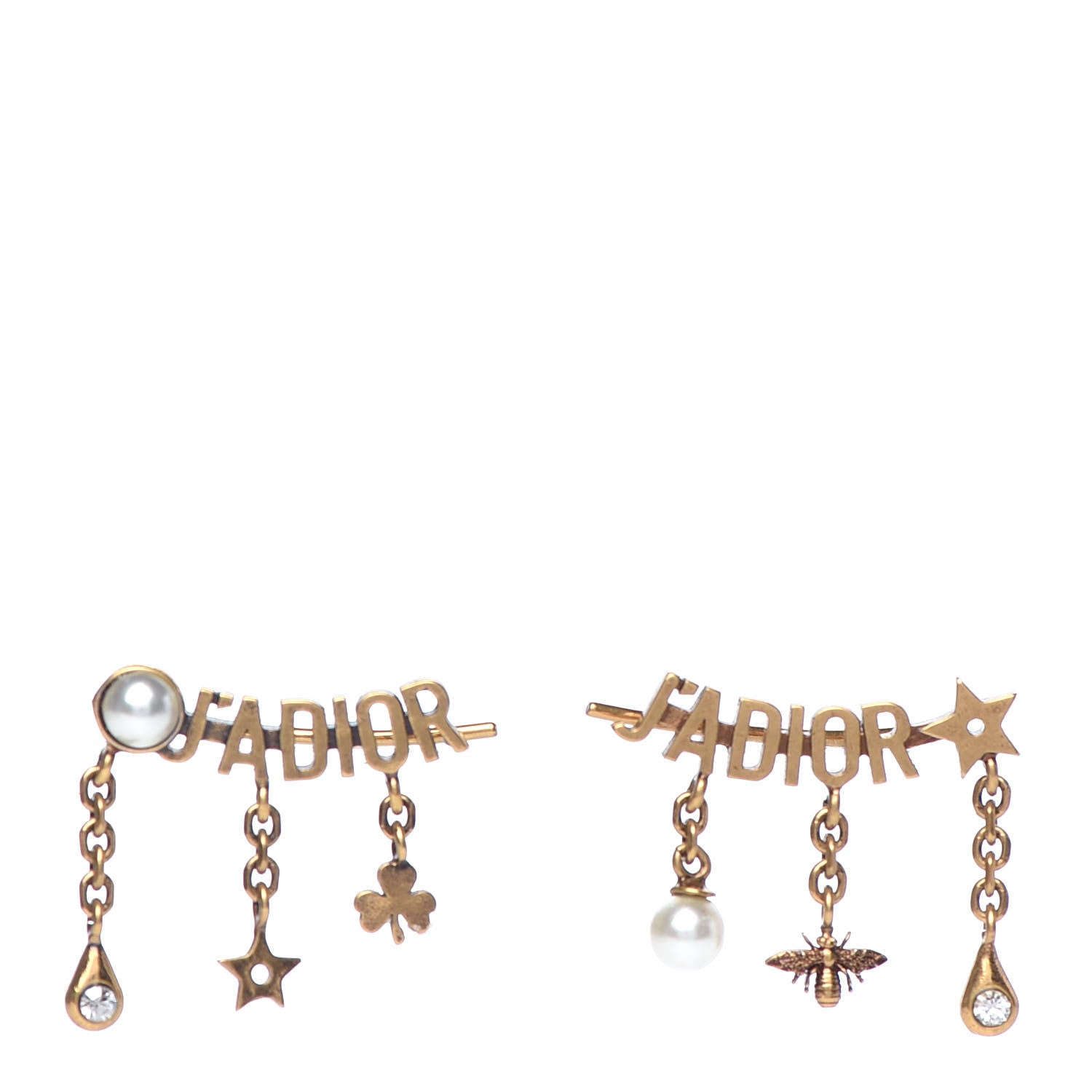 Christian Dior Pearl Crystal J'Adior Earrings Aged Gold 1 of 3
