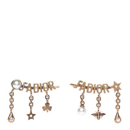Christian Dior Pearl Crystal J'Adior Earrings Aged Gold 1 of 3