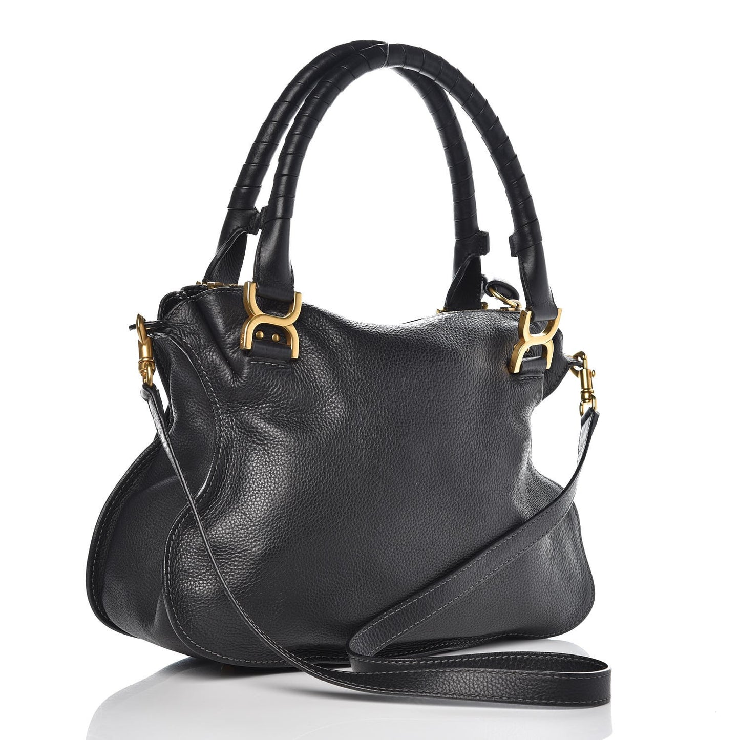 Calfskin Medium Marcie Satchel Black