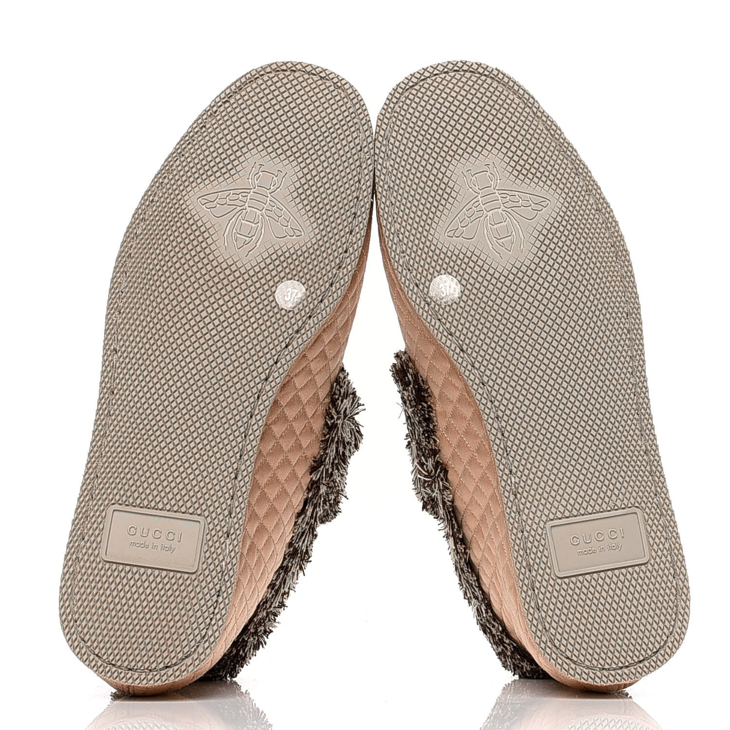 Gucci Satin Quilted Womens Fria Horsebit Loafers 37 Apricot Beige 4 of 4
