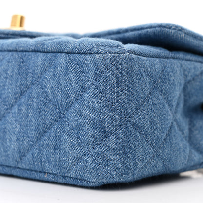 Chanel Denim Quilted Mini Pearl Crush Rectangular Flap Blue 10 of 11