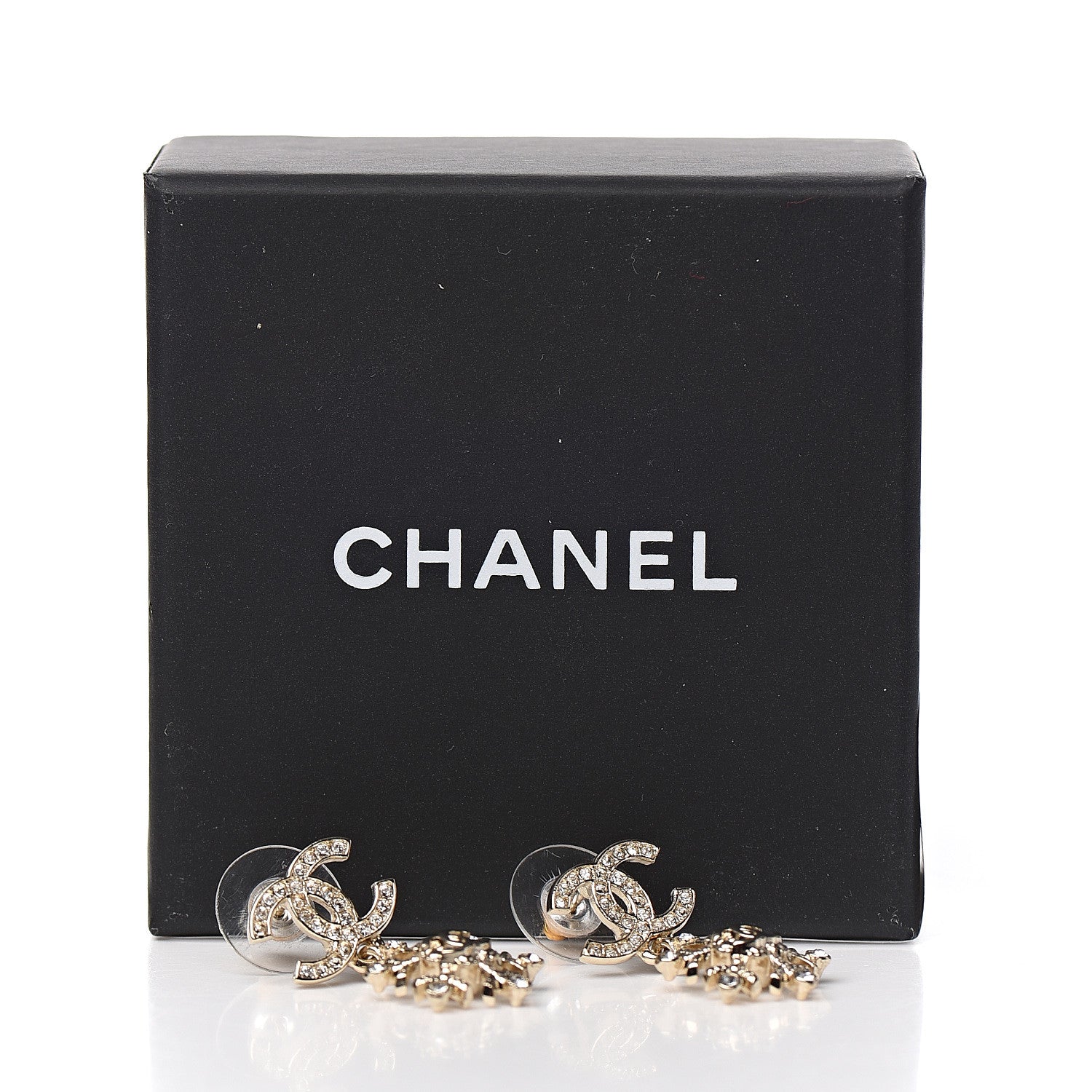 Chanel Crystal Snowflake CC Drop Earrings Gold 5 of 5