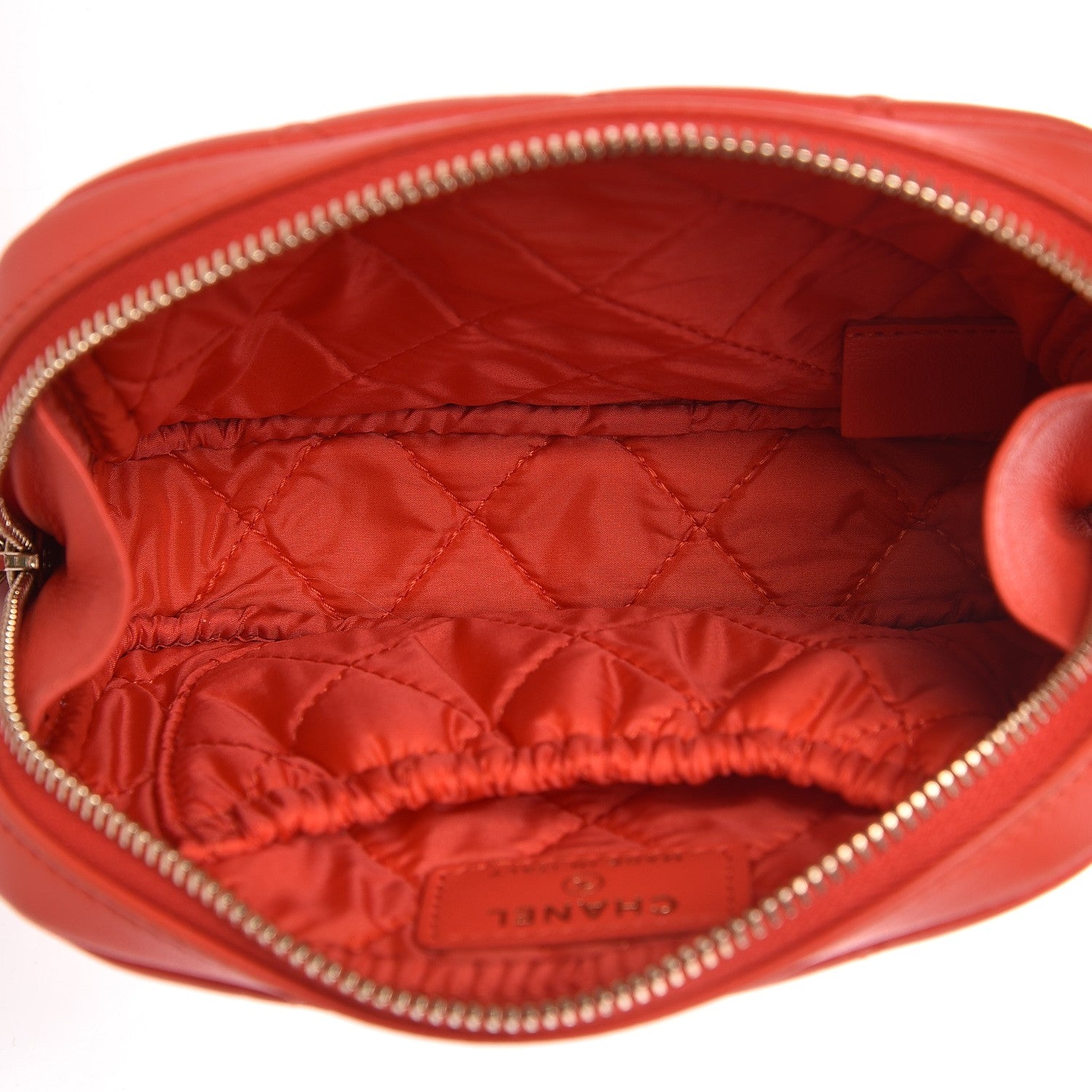 Chanel Lambskin Quilted Small Curvy Pouch Cosmetic Case Red 5 of 8