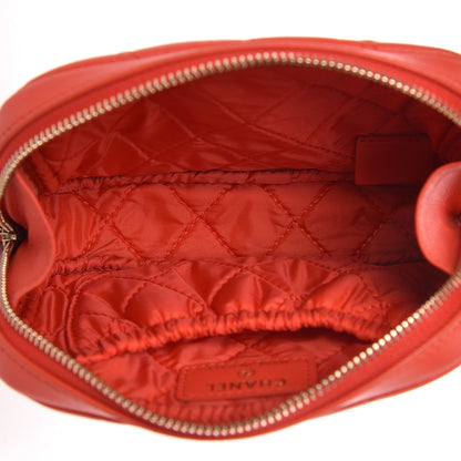 Chanel Lambskin Quilted Small Curvy Pouch Cosmetic Case Red 5 of 8