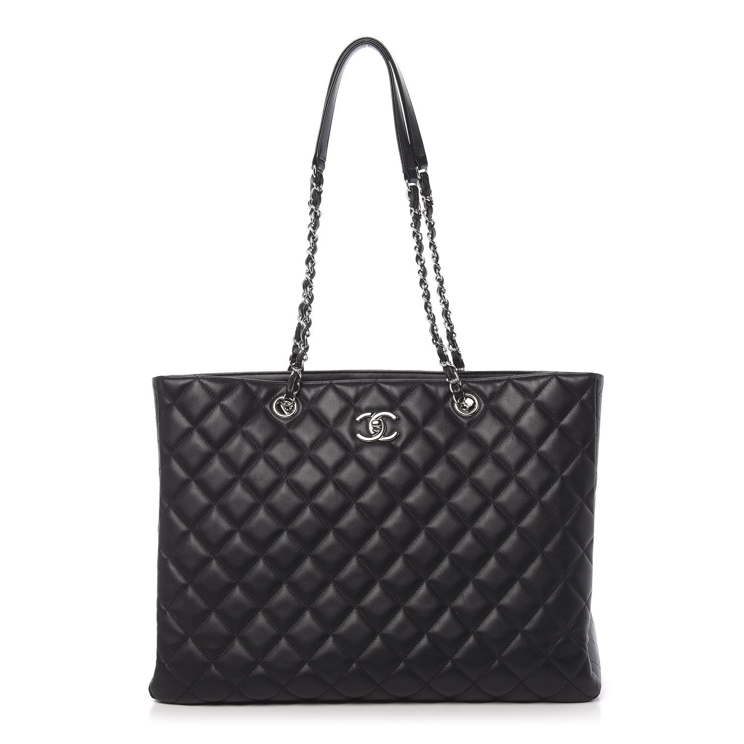Chanel Calfskin Quilted Large CC Shopping Tote Black 1 of 10